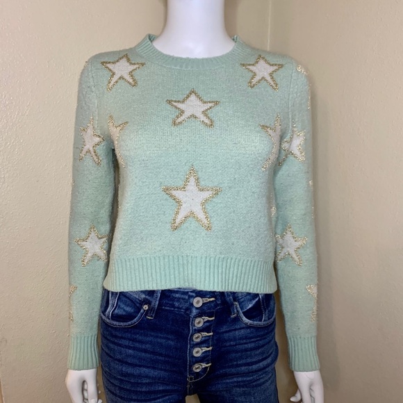 A.yilian mint stars sweater - Picture 1 of 5